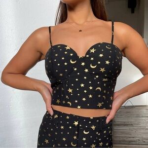 NWOT Never Fully Dressed Moon & Stars Corset Like Crop Top